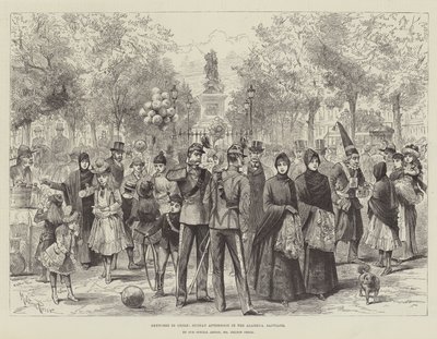 Sketches in Chile, Sunday Afternoon in the Alameda, Santiago by Melton Prior